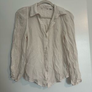 Elegant Cream Button-Up silk Blouse